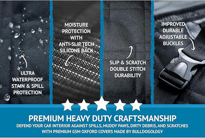 Bulldogology Front Car Seat Covers for Dogs - Heavy Duty Seat Cover for Cars, Trucks, Vans, and SUVs - 100% Waterproof Front Seat Cover - Passenger Car Seat Cover for Front Seat (Black)