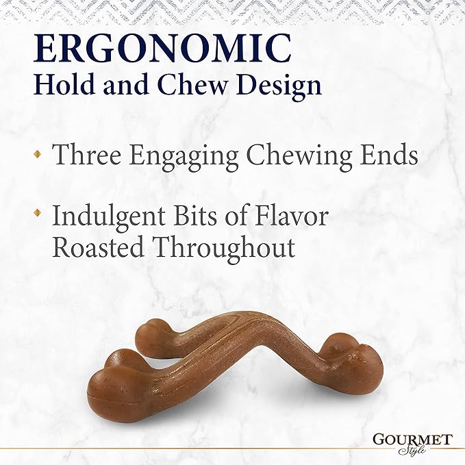 Nylabone Gourmet Style Wishbone Strong Chew Toy for Dogs, Bacon Flavor, Small - Up to 25 lbs, 1 Count