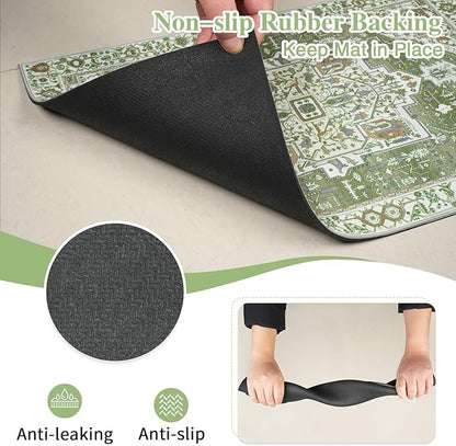 famibay Dog Food Mat, Absorbent Cat Dog Mats for Food and Water, No Stains Quick Dry Pet Cat Bowl Mats with Non Slip Backing, Boho Pet Feeding Mat for Floor Waterproof 12"x20"