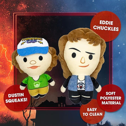 design LAB, Inc. Stranger Things Official Merchandise | Stranger Things Toys - Stuffed Animal Plush Dog Toy Set | Dustin & Eddie 2-Pack Play Set | Interactive Toys with Squeakers