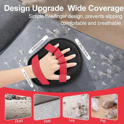 Pet Hair Removal Glove for Dogs & Cats, Enhanced Reusable 5-Finger Electrostatic Glove, Strong-Adhesion Remover for Clothing, Couch, Carpet, Car Seat & Rug (RED-Breathable Cleaning Gloves)