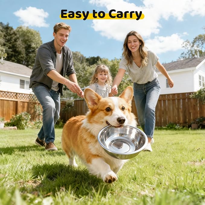 URPOWER 4 Pack 8" Stainless Steel Dog Bowls - 50oz Thickened Durable Pet Bowls for Food and Water, Fit for Elevated Dog Bowl Stand
