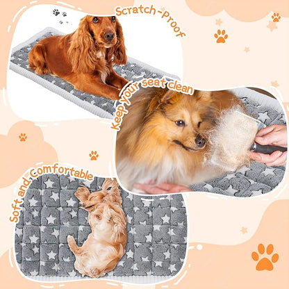 Nuanchu Backseat Dog Bed Mat for Car Non-Slip Pet Seat Cover with Star Pattern, Washable Travel Blanket for Cars Suvs Trucks (Grey & White, 24"x53")