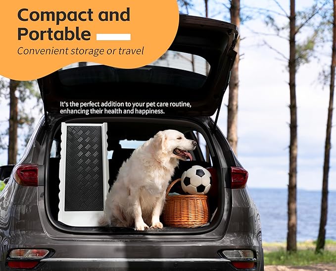PawStep 50893 Pet Ramp with Soft Traction – Lightweight Portable Dog & Cat Ramp for Beds, Couches, Cars & SUVs, Non-Slip Surface for Senior & Small Pets