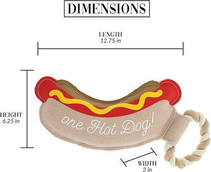 Pavilion Gift Company - Hot Dog - 12" Canvas Rope Dog Toy Chew Tug of War Hot Dog Best Friend Doggy Puppy K9 Gift