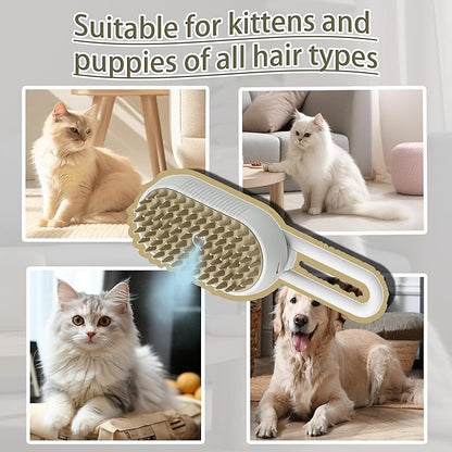 Cat Steam Brush for Shedding Dog Brush with Steam Pet Hair Cleaning Brush Comb for Spray 3 in 1 Pet Grooming for Long & Short Haired Pets – Spritz Defur Comb for cats(grey)