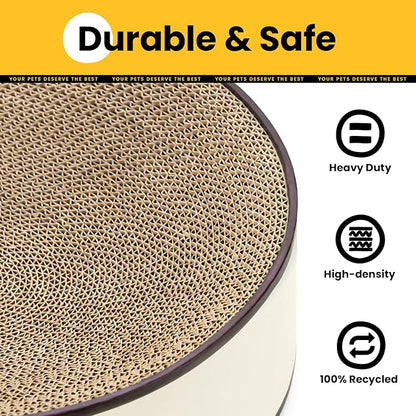 Large Oval Cat Scratcher Bowl, Cardboard Cat Scratching Pad & Lounge Bed, High-Density Reversible Cat Nest for Large Indoor Cats, Furniture Protector with Ergonomic Curve, Gift Catnip Included