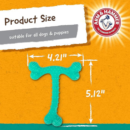 Arm & Hammer Nubbies T-Bone Dental Dog Chew Toy with Peanut Butter Flavor, Textured Chew Toy Designed to Help Clean Teeth and Support Oral Care for Dogs Up to 35 lbs