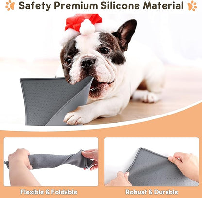 Dog Cat Food Mat for Food and Water Silicone Pet Feeding Mat Water Bowl Dish Mats for Floors Waterproof Nonslip Placemat Tray to Stop Messes on Floor