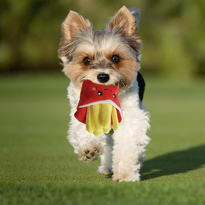 Squeaky Dog Toys to Keep Them Busy Squeaky Dog Toys with Soft Fabric, for Small, Medium, and Large Dogs for Daily Interaction, Companion Training 1Pcs (Fries)