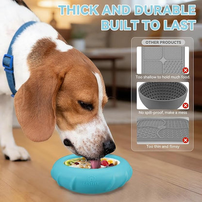 Dog Lick Bowl, Bestalk Wobbly Freeze Bowl Enrichment Feeder for Dogs, Anxiety Relief Lick Mat Puzzle Toy for Distraction, BPA Free Silicone, Dishwasher Safe(Teal,L)