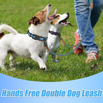 Mile High Life Dual Dog Leash - Double, 360 Swivel, Hands Free, Leather Tailored Connection, 8FT Green