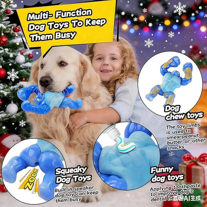 Furdog Dog Toys for Aggressive Chewers, Indestructible Chew Toys for Medium Large Breeds(20-80lb), Durable Squeaky Tough Dog Toy to Keep Them Busy (Bacon Flavor, Blue)