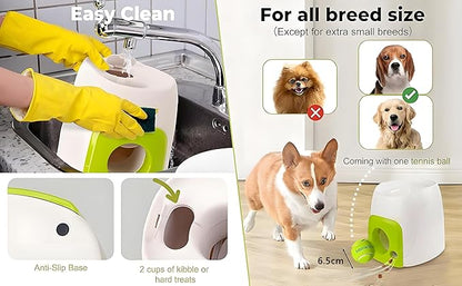 Multifunctional Dog Interactive Fetch and Treat Toy, Dog Feeder and Toy Ball，Multipurpose Dog Treat Dispenser, Tennis Toy with Rewards for Small and Medium Size Dogs
