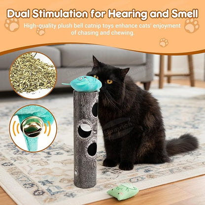 Homrich Interactive Cat Puzzle Toys for Indoor Cats, Hide Seek Funny Cat Toys with Plush Catnip Toys, Self Play Fun for Kitten Adult Bored Cats, Engages Hunting Instincts