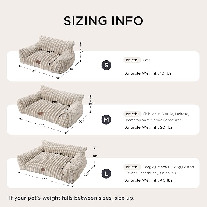 Bedsure ComfyFleece Cute Dog Couch for Medium Dogs- Fluffy Pet Sofa, Dog Couch Bed with Removable, Washable Cover, Supportive Pet Bed for Medium Large Dogs, 36inch, Amphora