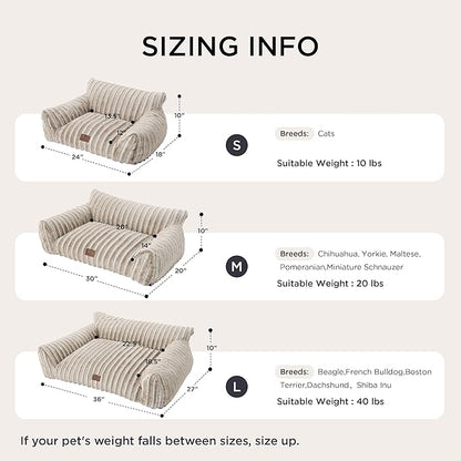 Bedsure ComfyFleece Cute Dog Couch for Medium Dogs- Fluffy Pet Sofa, Dog Couch Bed with Removable, Washable Cover, Supportive Pet Bed for Medium Large Dogs, 36inch, Amphora