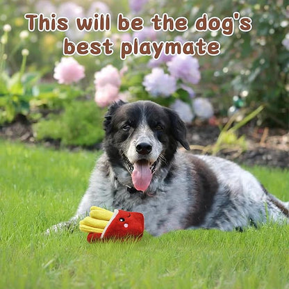 Squeaky Dog Toys to Keep Them Busy Squeaky Dog Toys with Soft Fabric, for Small, Medium, and Large Dogs for Daily Interaction, Companion Training 1Pcs (Fries)