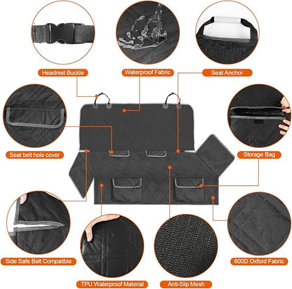 Dog Car Seat Cover Compatible with 2013-2025 Toyota RAV4, Waterproof Pet Bench Seat Cover for Back Seat, 600D Heavy Duty Scratch Proof Nonslip Truck Seat Covers for Dogs