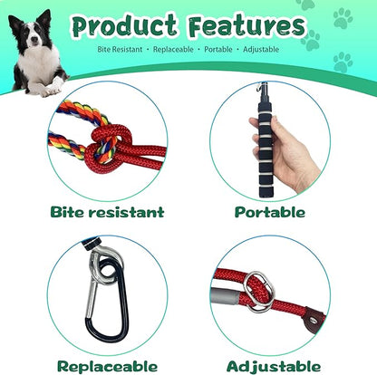 Flirt Pole for Dogs with Rope Toys, Adjustable Lightweight Interactive Pet Training Pole for Small to Medium Dogs (Red)