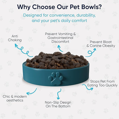 Slow Feeder Dog Bowls – Dog Bowl Slow Feeder – Microwaveable Dog Slow Feeder for All Breeds – Lead and BPA-Free Ceramic Pet Bowl – Pet Feeder for Fast Eaters