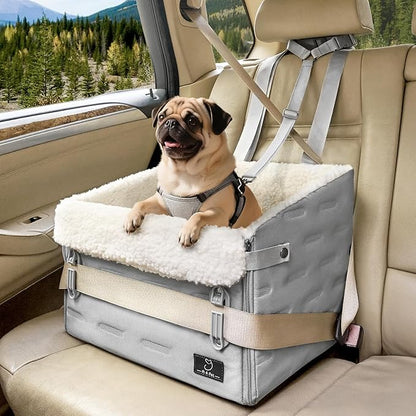 Dog Car Seat for Small Dogs – Patented Safety Buckle, Booster Seat with Safety Leash, Travel Car Seats for Dogs Up to 35 lbs – Secure, Comfortable, Easy Install, Fits Cars/SUVs/Trucks