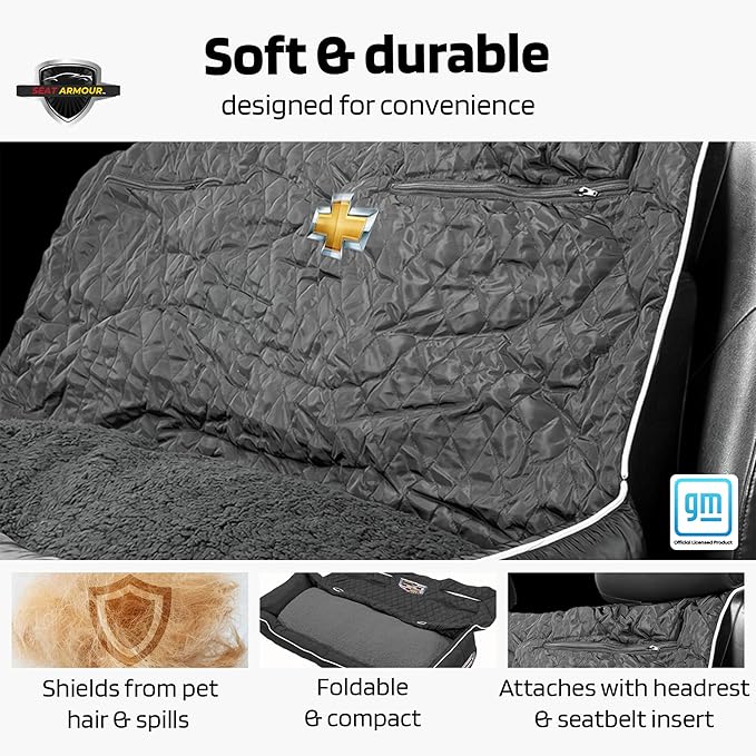 PetBed2GO, Chevrolet, Black, Large Pet Bed Cushion & Car Seat Cover, 52x20x7, 6lbs