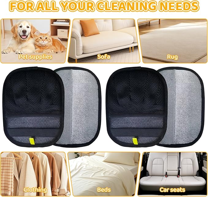 Pet Hair Removal Glove for Dogs & Cats, 2026 Newly Upgraded Five-Finger Electrostatic Pet Hair Gloves, Pet Hair Remover Tool for Clothing, Couch, Carpet, Car Seat（2 Pack Black）