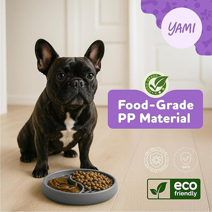 YAMI Dog Lick Bowl, Lick Mat for Dogs, Wet Food Cat Slow Feeder, Freeze Bowl, Enrichment & Puzzle Toy for Anxiety Relief, Food-Grade Silicone, Suction Cups, Dishwasher Fit, for All Breed (Light Gray)