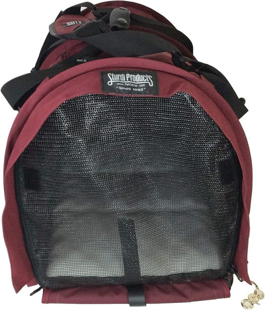 SturdiBag XL Pet Travel Carrier: Flexible Height for Cat and Dog Soft Sided with Safety Clips and Seatbelt Straps | Bordeaux, 20" x 16" x 12" (PN: SB3-PRO-BX)