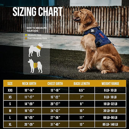 OneTigris Tactical Dog Harness Vest,No-Pull Service Dog Vest with Hook & Loop Panels,Adjustable Dog Vest Harness for Walking Hiking Training(Blue,M)