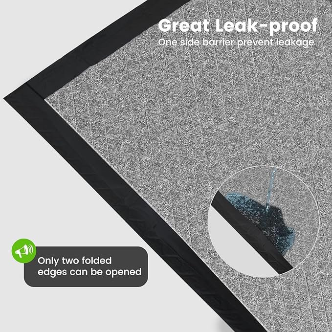 Charcoal Puppy Pads Rugular 22x22 Inches Small Dog Pee Pads Odor-Control & Leak-Proof Disposable Pet Training Black Full Edge-Wrapping Thicken Potty Pad for Dogs, Cats, Rabbits (100 Pieces)