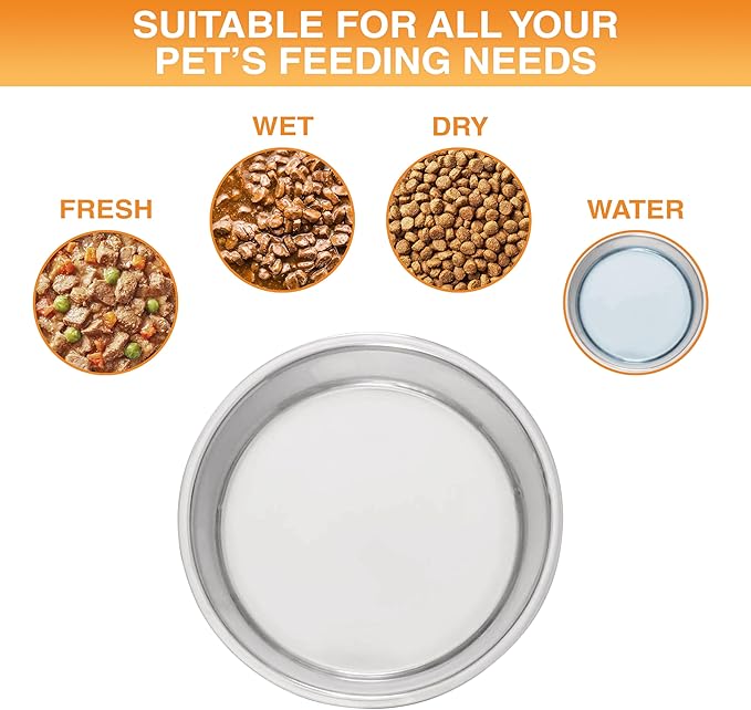 Neater Pet Brands Stainless Steel Dog Bowls with Non-Slip Rubber Bottom – Set of 2, 8 Cup (64 oz), Teal - Heavy Duty Metal Dog Bowl, Dishwasher Safe, Food or Water Bowl, Ideal for Large Dogs