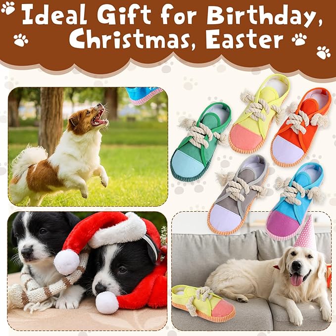 5 Pack Dog Chew Toys Shoes Shape Interactive Rope Tug of War Dog Toys Durable and Safe Playing Shoes for Small Medium Large Dogs