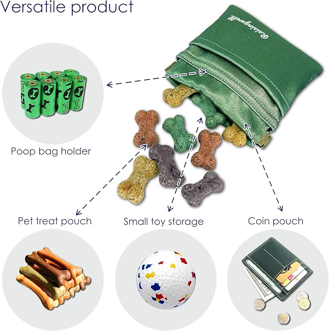 Raisingwell Dog Treat Pouch, Pocket Sized Pet Training Pouch, Hand Free Bronze Dog Walking Bag with Carabiner, Self-Closing Pet Feed Snack Reward, for Puppy Travel or Outdoor Use, NanoPTC