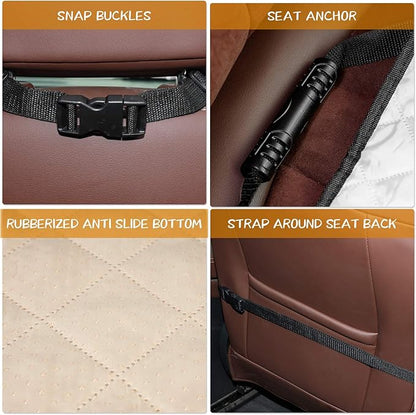 Dog Car Seat Covers 100% Waterproof Car Seat Protector for Pets Front Seat Scratch Proof Non-Slip Durable for Cars,Trucks & SUVs (Cream)