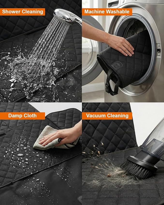 Upgraded Dog Car Seat Cover for Back Seat 600D Heavy Duty Waterproof & Scratchproof Pet Hammock, Non-Slip Back Seat Protector for Dogs, Universal Fit for Cars, SUVs & Trucks