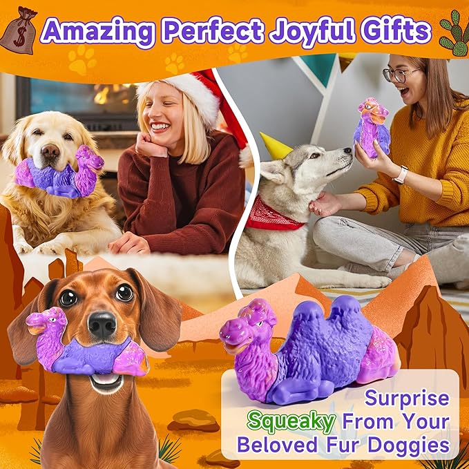 Tough Dog Toys for Aggressive Chewers, Durable Indestructible Nylon Dog Chew Toys for Large Medium Small Breeds, Squeaky Chew Toy for Puppy Teething, Interactive Dogs Toy Keep Them Busy (Wood Flavor)