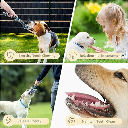 Dog Chew Rope Toys Aggressive Chewers Tough Rope Chew Toys for Medium Large Breed XL Dogs Heavy Duty Dog Chew Toys Durable Tug of War Dog Toy for Medium to Large Breed Teeth Cleaning,Blue