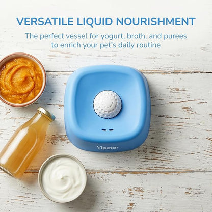 Slow Feeder Dog Bowls for Liquid Treat,Dog Licking Bowl with Rolling Balls for Bone Broth & Yogurt,Food‑Grade Rubber, for Large Medium Small Puppy Breeds (Blue)