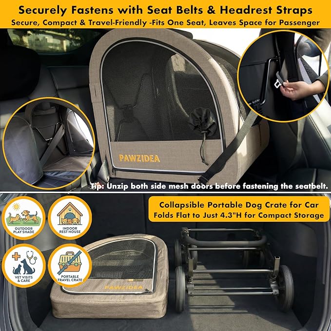 PAWZIDEA 3-in-1 Large Dog Stroller with Detachable Carrier up 100lbs, Foldable Dog Crate for Car Travel, All-Terrain Pet Stroller for 2 Medium Dogs, Jogger Wheels, Adjustable Handle, Stroage Organizer