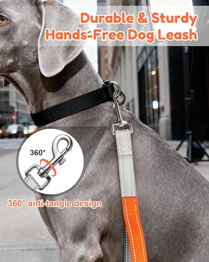 XiaZ Hands Free Dog Leash,Versatile Crossbody Dog Leash with Waist Support Strap,5.9-8 FT Waist Belt with Double Handles for Small Medium and Large Dogs Walking, Running and Jogging, Gray