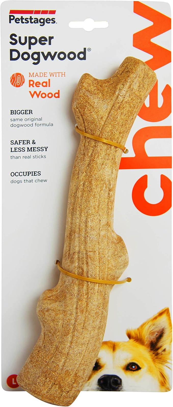 Outward Hound by Petstages Super Dogwood Durable Dog Chew Toy, Large - Long Lasting Chew Stick Made with Real Wood - USA Made, L