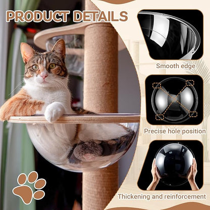 6 Pcs Acrylic Dome Cat Bubble, 11.8 Inch Space Transparent Capsule Cover Clear Plastic Dome Bed Replacement for Cat Tree/Window Perch, DIY Nest Accessories for Hammock Catching Tree Shelves Peek