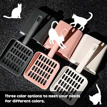 Cat Litter Scooper with Caddy and Holder, with Container to Store, Durable ABS Material and Cute Design - 85 Matte Dark Grey