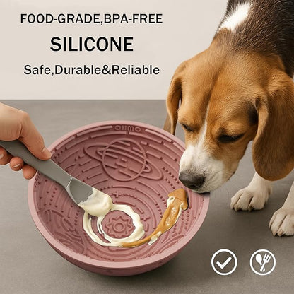 OHMO Slow Feeder Bowl Lick Mat for Dogs(Coral, 6.3") Interactive Soft Silicone w/Wobbly & Stable Galaxy Design, Reduces Pet Boredom Anxiety, Easy Clean
