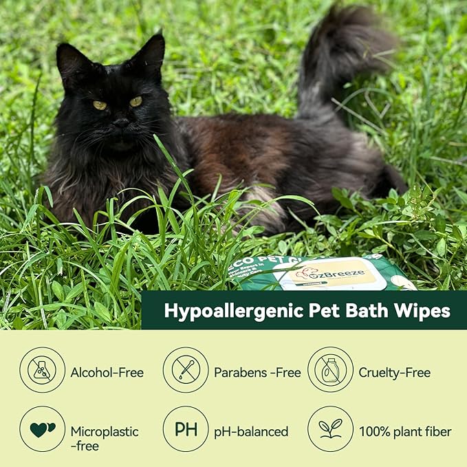 ECO PET Glove Wipes for Dogs & Cats, Hypoallergenic Unscented Cleaning & Deodorizing Bath Wipes, Coconut Oil Nourishing Fur Pet Grooming Gloves, 20pcs