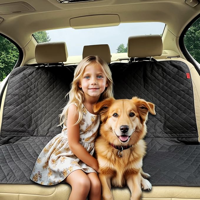 Kaiphy Waterproof Dog Car Seat Cover for Back Seat, Non-Slip & Universal Fit for SUV, Car, Truck with 4 Safety Belt Openings for Secure Travel