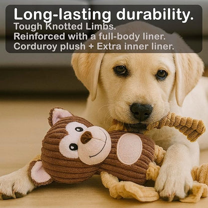 Jalousie Plush Toys Assortment Value Bundle Puppy Pet Mutt Squeak Toy for Medium Large Dogs (5 Pack Knotted)