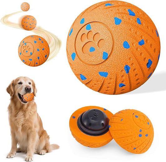 Self-Moving Dog Toy Ball for Small Medium Dogs, 6In Automatic Rolling Bouncing Vibrating Dog Ball, E-TPU Chew-Proof Waterproof, Anxiety Relief Boredom Buster for Indoor Outdoor, O18-Orange